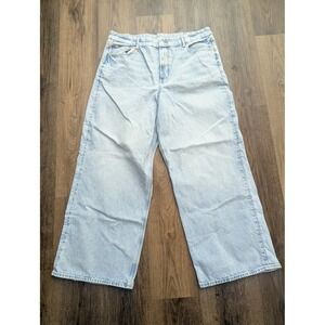 American Eagle Curvy Super High Rise Jeans Womens 20 Blue Wide Leg Baggy Y2K